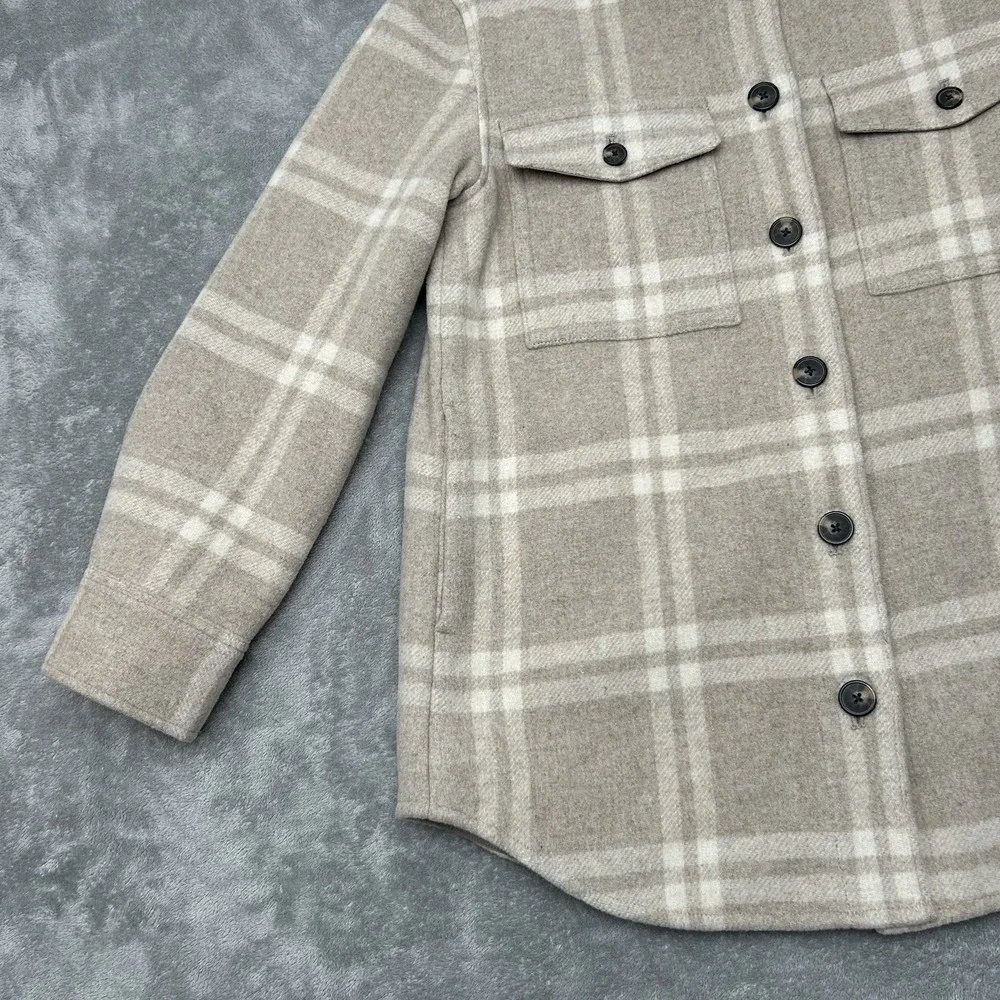 Everlane Mens Shirt Shacket Heavyweight Overshirt Plaid Shirt Sz Small Tan Beige